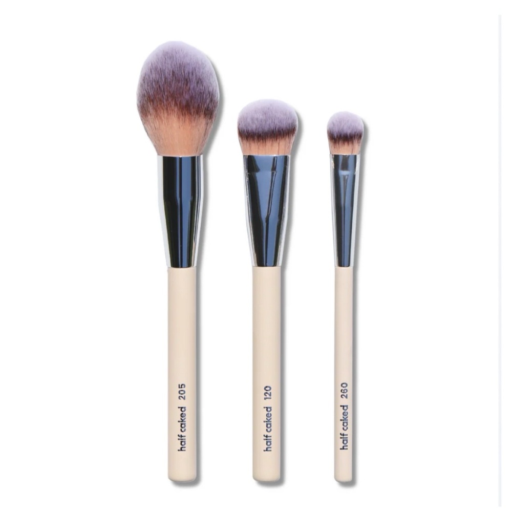 Half Caked Women's Essentials Face Collection 3pc Brush Set Cream One Size